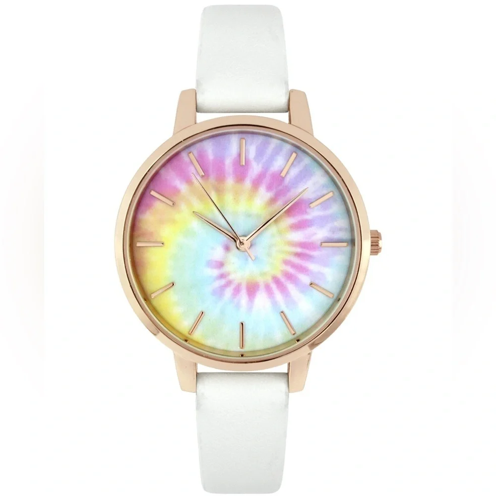 INC Women's White Strap Watch 38mm, rose gold